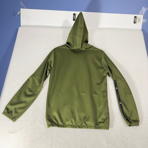 Nike Hoodie Boys XL Olive Green Kangaroo Pouch Pullover Black Swoosh Logo - Picture 10 of 13